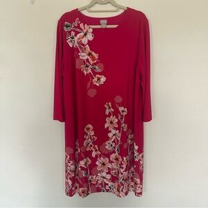Chicos Ity Shift Pattern Dress‎ in Raspberry Size 3 / US 16
